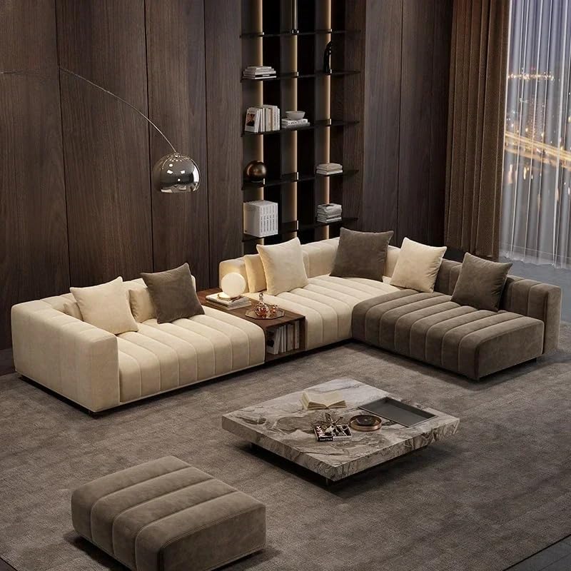 Aroma Homes Soft Brown Minimalist Modern Sofa with Matching Coffee Table - Image 2